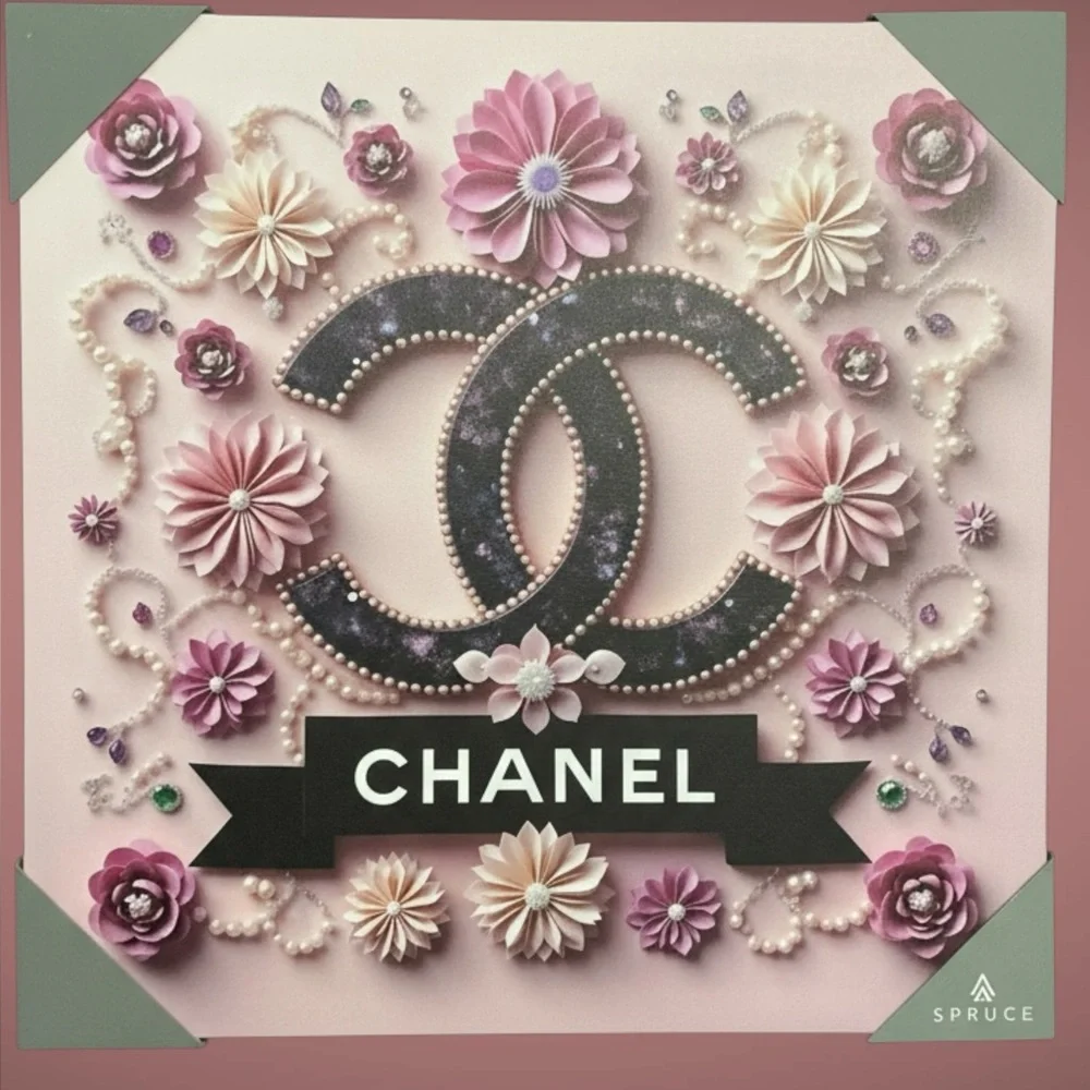 Floral CC Canvas Wall Art Pink Glam Decor